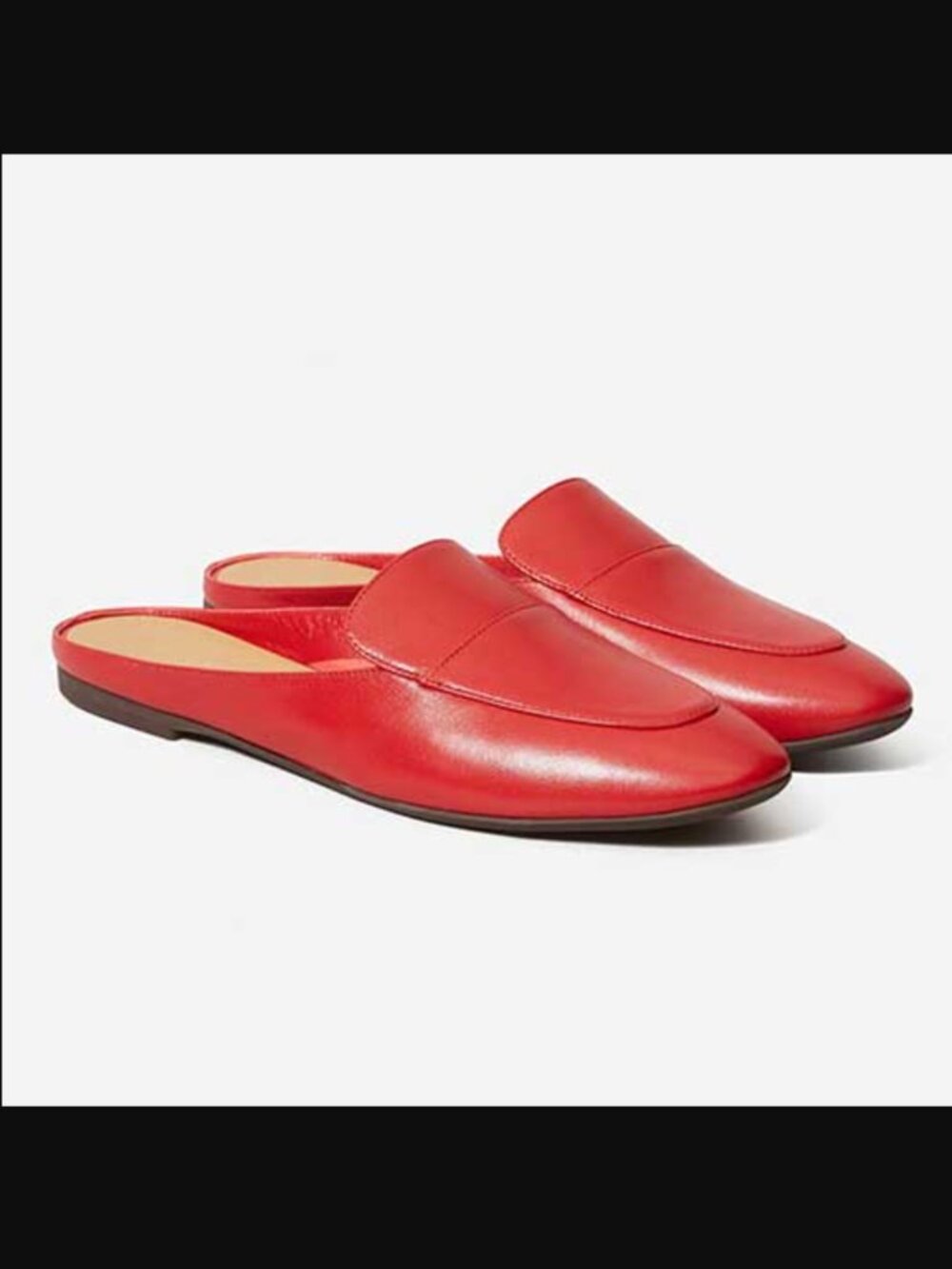 Everlane The Day Loafer Mule Red Leather Slip On Flats Size 8.5